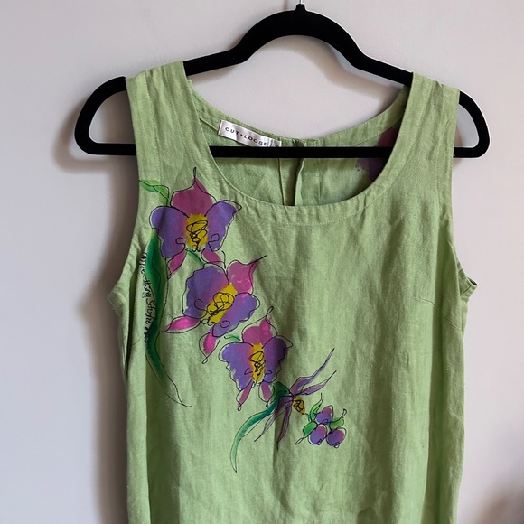 Cut Loose Green Linen Floral Maxi Dress - Picture 3 of 7